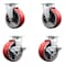 Service Caster Tool Box Caster Wheel Set 5'' Red Poly on Cast Iron Swivel Casters, 4PK TOOL-SCC-20S520-PUB-RS-2-TLB-2 - alternate 1